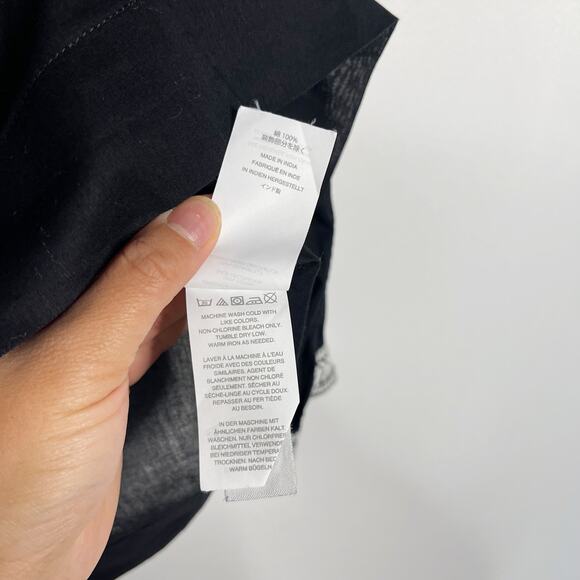 J Crew Womens XSmall Black White Embroidered Semolina Top Indian Voile Peasant - Picture 9 of 12